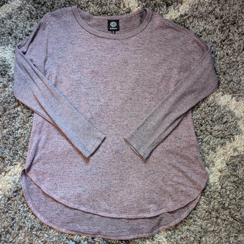 Bobeau Women's Heathered Purple Long Sleeve Top Size M